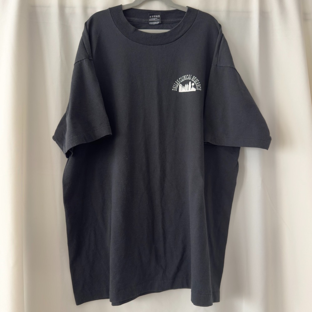 Vintage Fruit of the Loom Sz XL Dallas Clinical Research T-Shirt USA 50/50 Faded